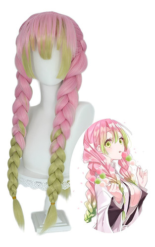 Cosplay Rosa Y Verde Twisty Trenzas Postizas Largas Tamaño De La Base 0