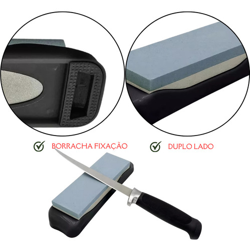 2 Pedra De Afiar Amolar Faca Profissional Dupla Face Cozinha Churrasco Chef