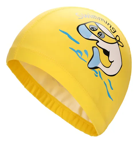 Hero Band touca de natação infantil profissional impermeável cor amarela golfinho