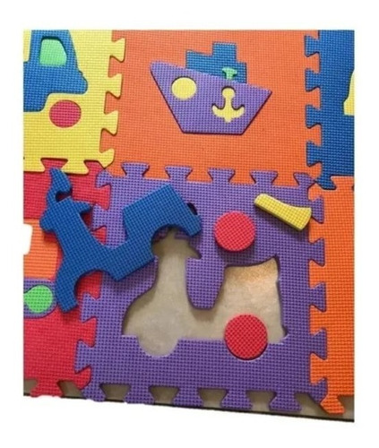 Tapete Didáctico Cubo Foamy Rompecabezas Vehículos Kidz Time