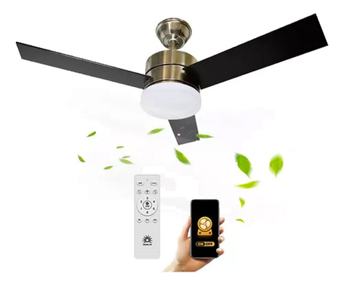 Pack De 3 Ventiladores De Techo Con Iluminación Led Luz Fría Y Cálida Temporizador 3 Velocidades Control Remoto