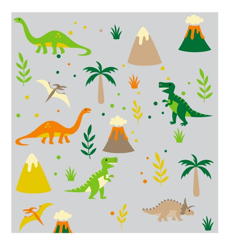 Imagem 2 de 2 de Papel De Parede Lavável Adesivo Quarto Infantil Dinossauro