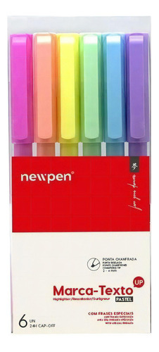 Caneta Marca Texto Pastel 6 Cores Newpen