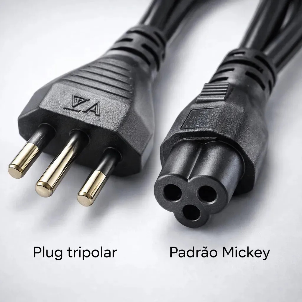 Cabo De Força Tripolar Iec C5 Tipo Mickey Para Monitor Pc Impressora 1,5m Padrão Brasil Bivolt... 3