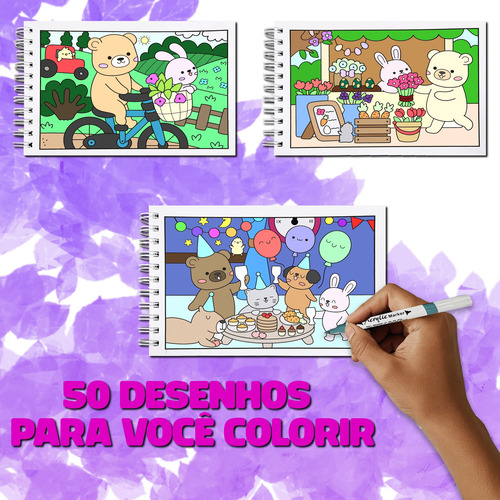 Caderno Para Colorir 50 Folhas Ilustradas Comfy & Cozy Verde