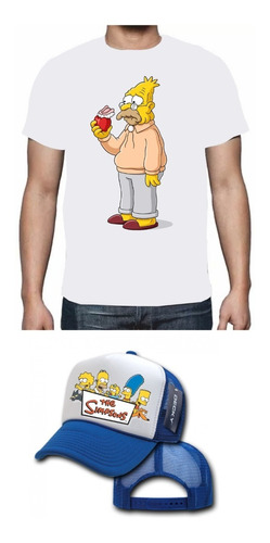 Combo Camiseta Y Gorra Los Simpsons Abuelo Niños Y Adultos