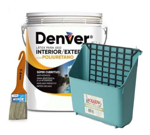 Combo Latex Poliuretano Denver 10l + Bandeja + Pincel