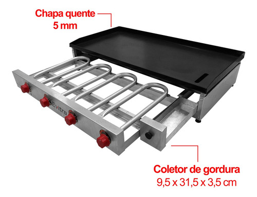 Imagem 5 de 6 de Chapa 100x50 Profissional Grelhar Carnes Hambúrguer Topchef