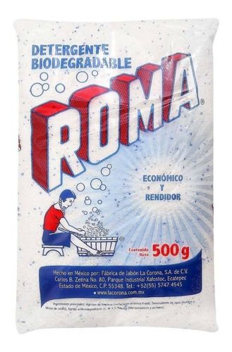 Detergente En Polvo Roma Multiusos Biodegradable 500 Gr