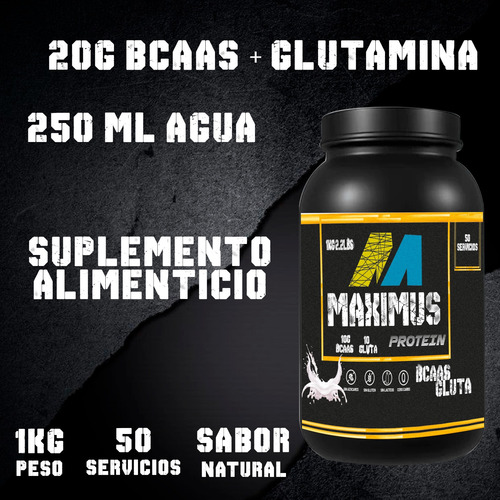 Bcaas + Glutamina Maximus 1kg Varios Sabores Natural