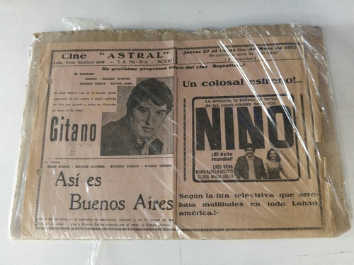 Programa Volante Cine Astral Munro Sandro Gitano Mayo 1972 