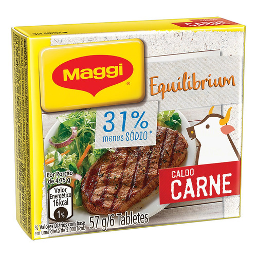 Caldo em Tablete Carne Maggi Equilibrium Caixa 57g 6 Unidades