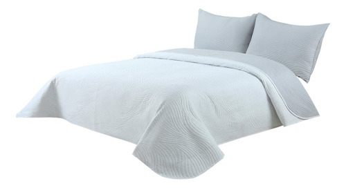 Cubrecama Verano Queen 230x250 Reversible Bicolor + 2 Fundas Color Blanco/gris