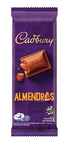 Cadbury Chocolate Con Almendras 82gr - Cioccolato Tienda
