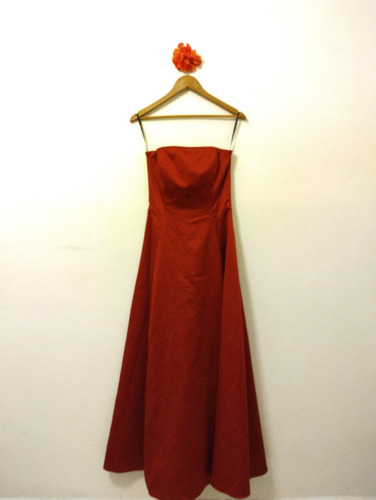Vestido Rojo Strapless, Vestido Talla 30 Rojo, Vestido Noche