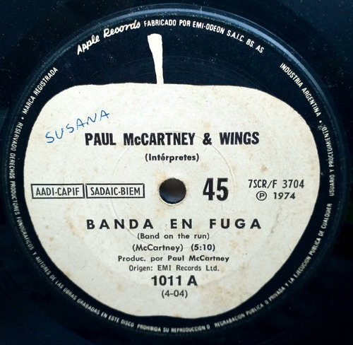 Paul Mccartney & Wings - Banda En Fuga - Simple 1974 Beatles