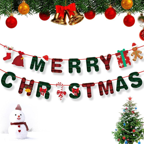 Banner De Feliz Navidad- Bunting De Pancartas De Navidad Con