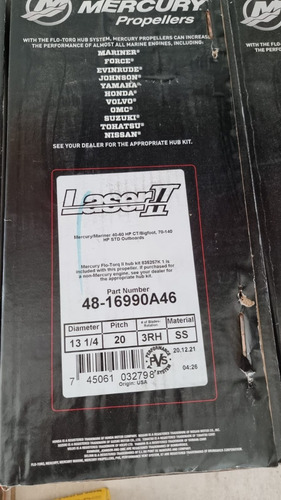Imagen 7 de 10 de Helice Aluminio O Inoxidable Para Motor Mercury 75, 90, 115