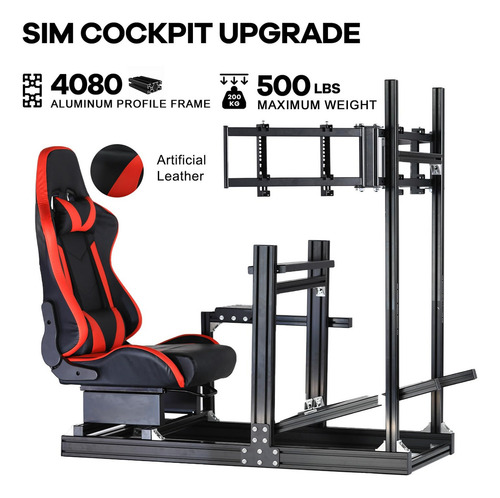Anman Racing Simulator Cockpit Stand With Triple Monitor Mou