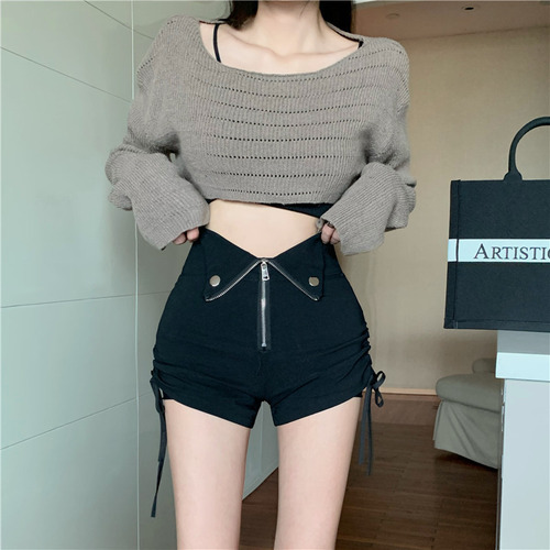 Pantalones Cortos De Cintura Alta Con Cierre Ajustado Para M