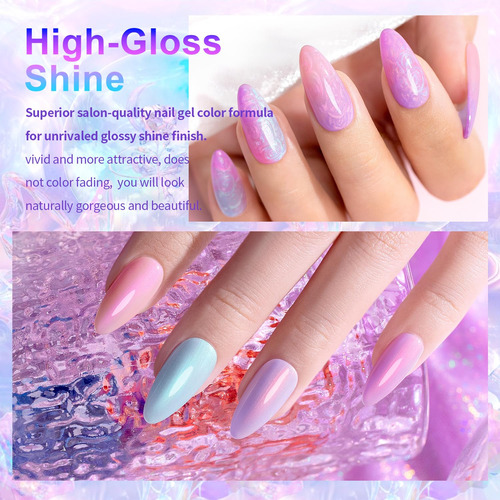 Rarjsm Pearlescent - Juego De Esmaltes De Uñas De Gel Con Pu
