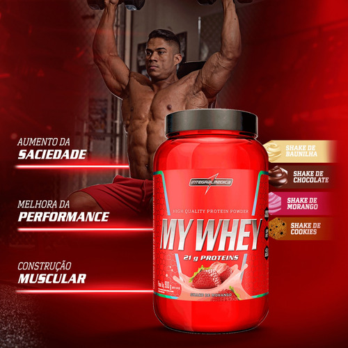 My Whey Shake De Morango Pote 900g Integralmédica Morango