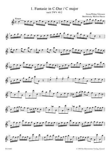 G.p. Telemann: Twelve Fantasias, According To Twv 40:2-13 Fo