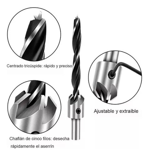 Brocas Con Avellanador Para Madera Juego Con 7 Piezas
