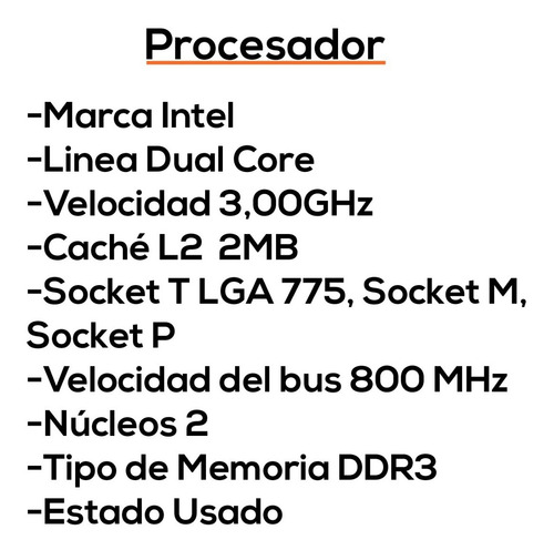 Procesador Intel Dual Core Socket Lga 775 M P Bagc