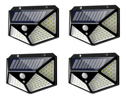 Imagen 1 de 10 de Pack X4 Reflector Led Panel Solar Sensor Movimiento 100 Leds