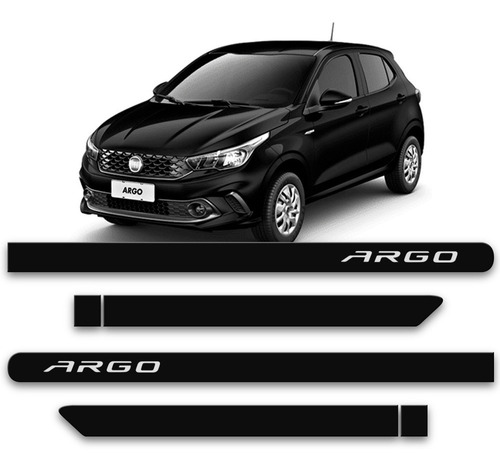 Jogo 4 Friso Lateral Argo 2018 2019 2020 Fiat Preto Vesúvio