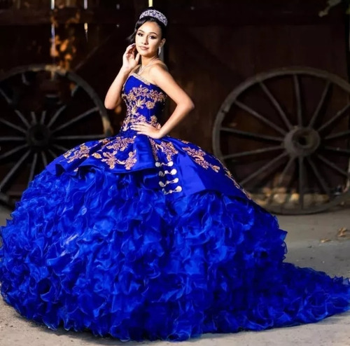 Vestido De Quinceañera De Charro Azul Real  