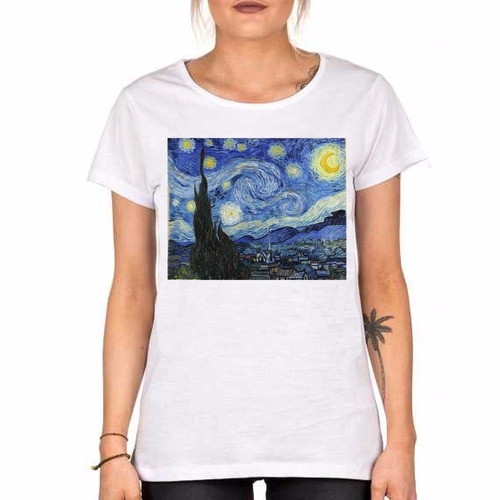 Remera De Mujer Van Gogh Starry Night Noche Estrellada Cielo