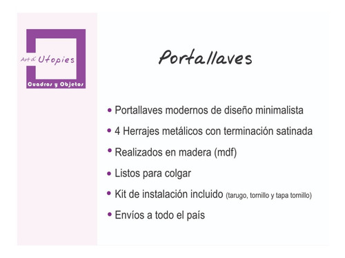 Imagen 9 de 10 de Portallaves Modernos + Diseños + Colores + Llavero De Pared