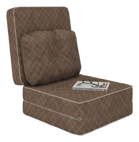 Puff Solteiro Marrom Dobrável Confortável E Funcional, Ideal Para Sala Ou Quarto, Compacto E Sofisticado, Perfeito Como Assento Extra Ou Apoio Para Os Pés, Design Moderno E Elegante Modelo: Matelassê