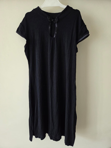 Vestido Negro Corto Elastizado Talle Small Moño Japones (Usado)