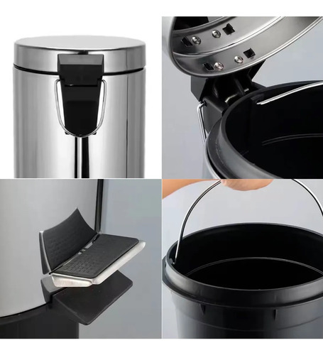 Lixeira Inox 12 Litros Com Pedal E Cesto Removível