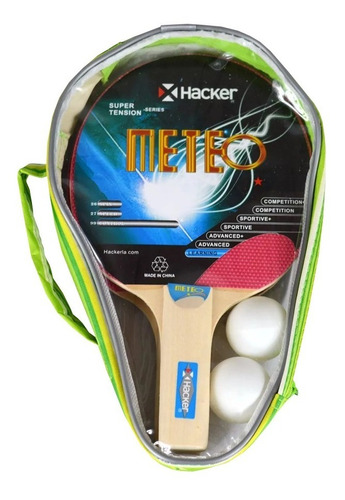 Kit Ping Pong 1* Hacker Meteo Pvc Bag (2 Pal. + 2 Pel.)