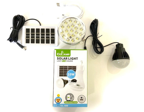 Imagen 3 de 5 de Kit Bombillos Recargables Cargador Cel Y Panel Solar Cl-508