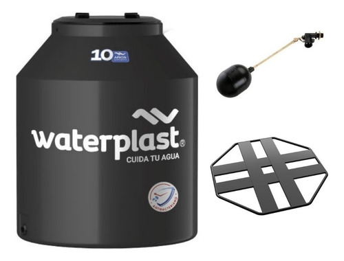 Tanque Clásico Bicapa Waterplast 750lts + Base + Flotante Color Negro