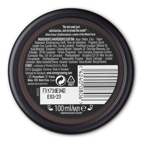 Stmnt Grooming Goods - Pasta Mate, 3.38 Onzas | Control Fue
