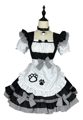 Disfraz De Gato Y Sirvienta, Vestido De Lolita, Bonito Traje Japonés De Sirvienta, Negro, Blanco Y Rosa, Vestido De Fiesta Para Niña, Talla Grande