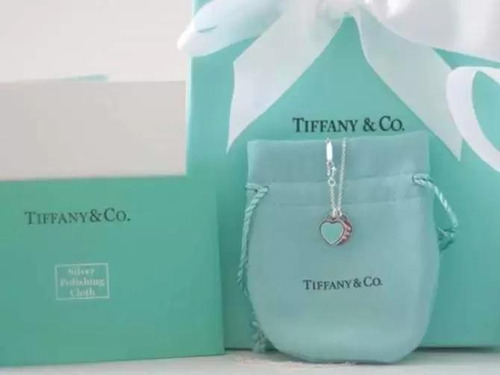 Colar Tiffany Coração Duplo Double Heart Blue Mini