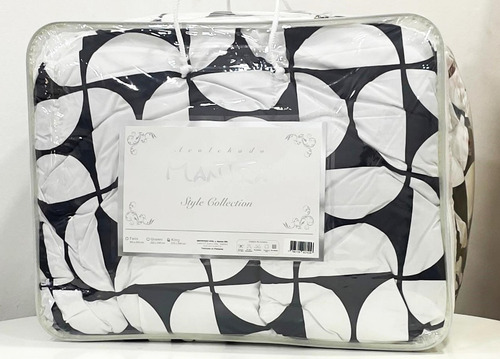 Acolchado Reversible 2 1/2 Plazas Queen 220 X 240 Cm Color Blanco Diseño De La Tela Geométrico