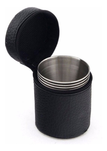 Vasos de aperitivo Cj 200 de acero inoxidable con funda, 150 ml, color acero inoxidable cromado, color acampada