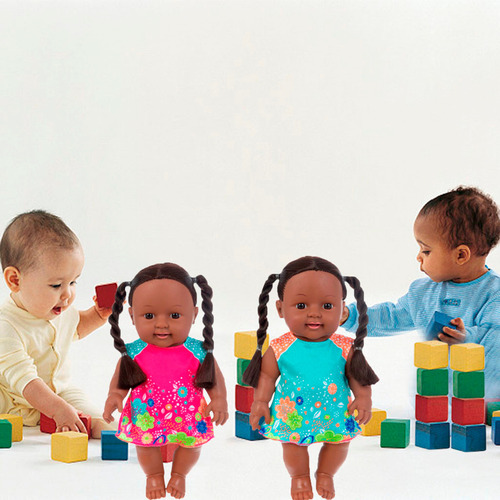 Juguete De Vinilo Negro Para Bebés, Linda Muñeca Negra Rizad