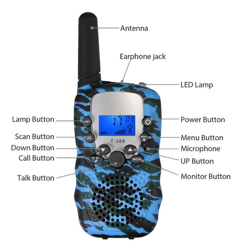 Walkie Talkies Para Niños, T-388 Larga Distancia 22 Canales