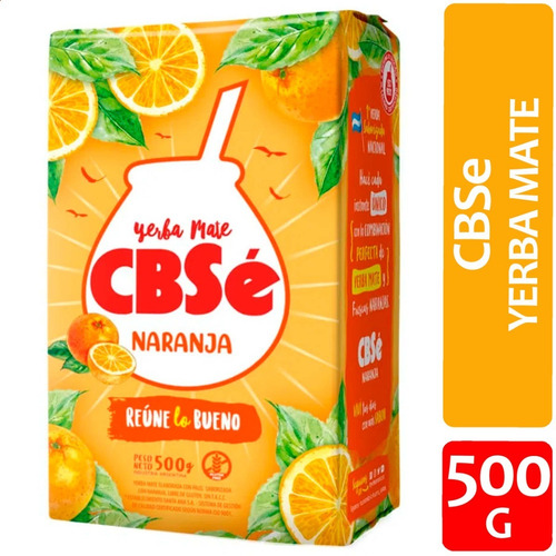 Imagen 2 de 8 de Yerba Mate Cbse Naranja Con Palo Libre De Gluten Sin Tacc