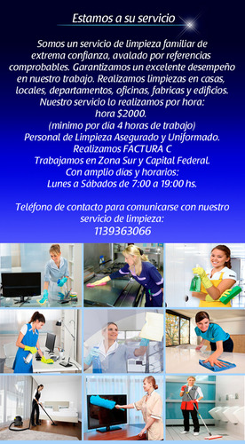 Servicio De Limpieza Por Hora Realizamos Factura C