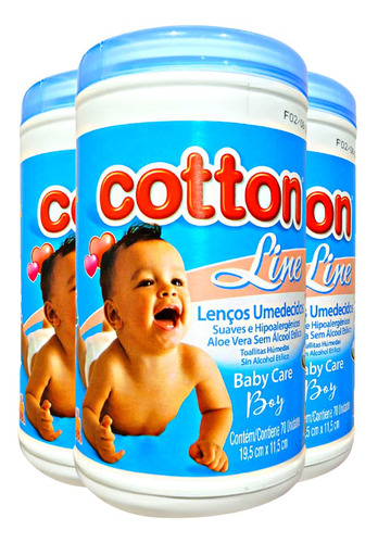 Pote Toalha Lenço Umedecido Cotton Line 12 Uni Full